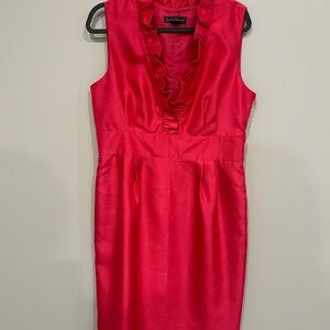 Jessica Howard Hot Pink Sleeveless Ruffle Neck Sheath Dress